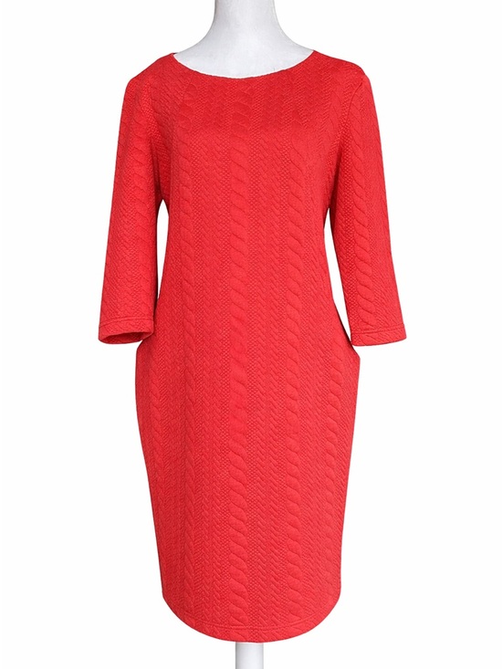 Sharagano Dresses & Skirts - Sharagano Women's Red Quilted Textured 3/4 Sleeve Shift Dress with Pockets 10